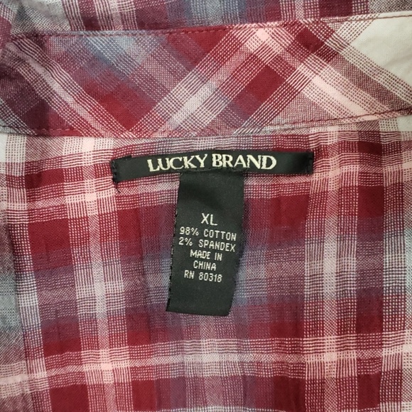 EUC Lucky brand plaid button-down shirt long sleeve Size XL - Picture 8 of 8